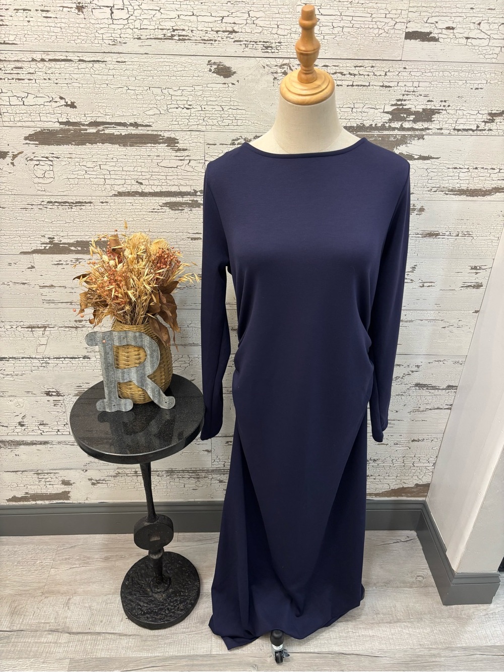 Anthropologie NWT Navy Long-Sleeve Maxi Dress